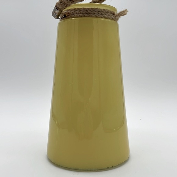 “Genuine & Crafted Original” Yellow Glass Jar/Vase with Rope Handle - Picture 6 of 16